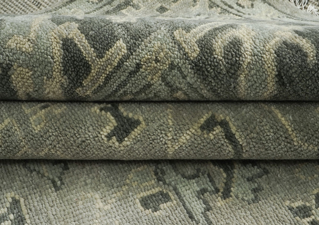 9x12 Gray, Taupe, Beige Color Hand Knotted Oushak Wool Transitional Oriental Rug