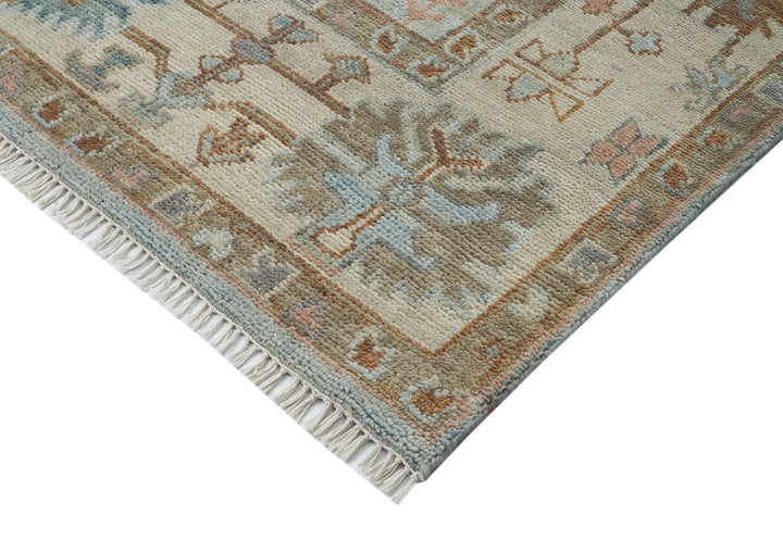 9x12 Blue, Beige, Brown Color Hand Knotted Oushak Wool  Oriental Rug