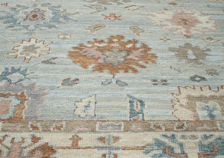 9x12 Blue, Beige, Brown Color Hand Knotted Oushak Wool  Oriental Rug