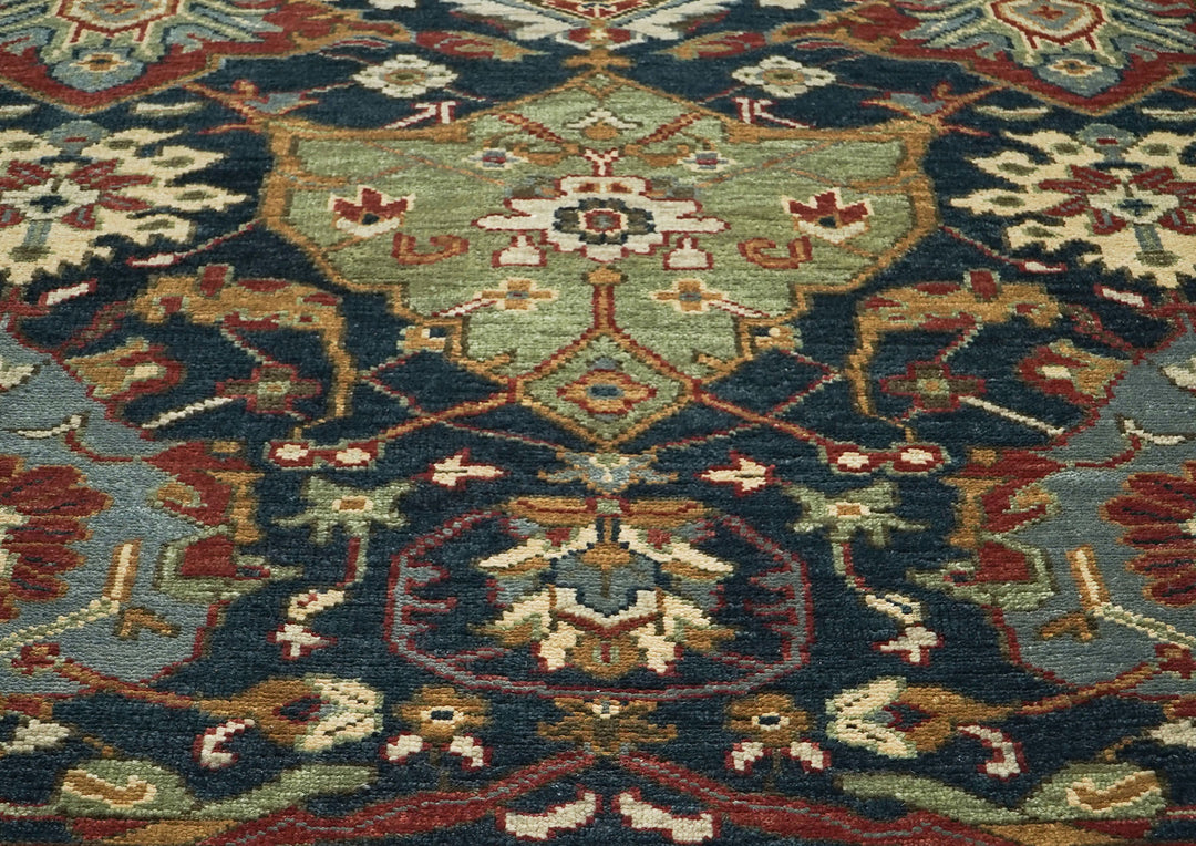 9x12 Teal, Gold, Burnt Orange Color Hand Knotted Oushak Wool Arts and Crafts Oriental Rug