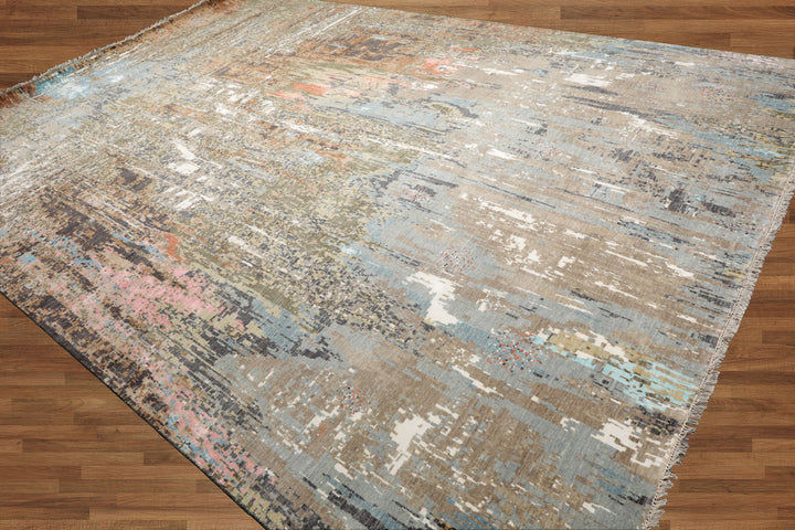 Celeste Rugs 10x14 Sherpa Hand Knotted 100% Wool Oriental Area Rug Gray & Brown Modern Contemporary Design