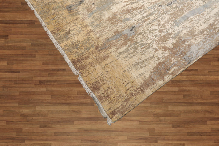 Celeste Rugs 9x12 Sherpa Hand Knotted Oriental Area Rug Wool & Silk Beige & Gray Modern Contemporary Style