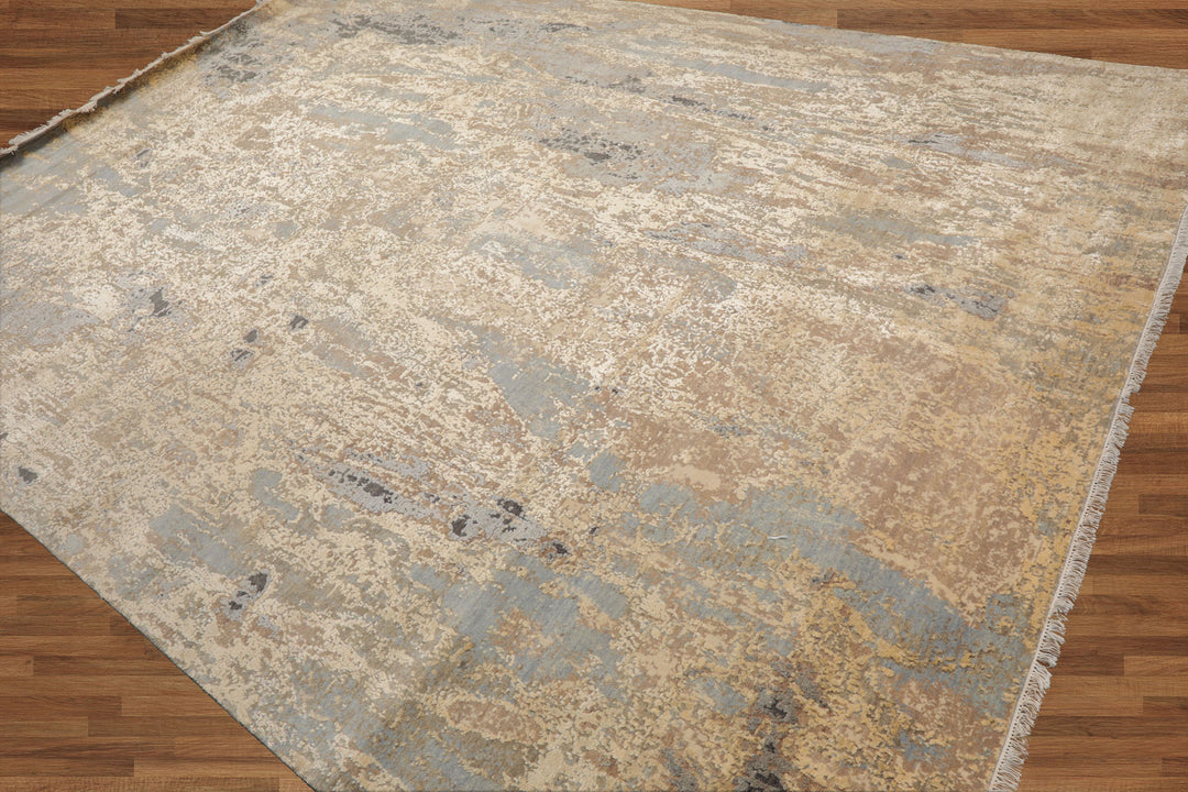 Celeste Rugs 9x12 Sherpa Hand Knotted Oriental Area Rug Wool & Silk Beige & Gray Modern Contemporary Style