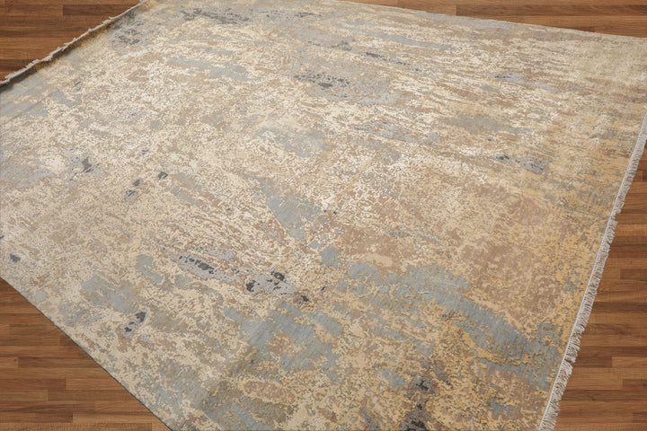 Celeste Rugs 9x12 Sherpa Hand Knotted Oriental Area Rug Wool & Silk Beige & Gray Modern Contemporary Style