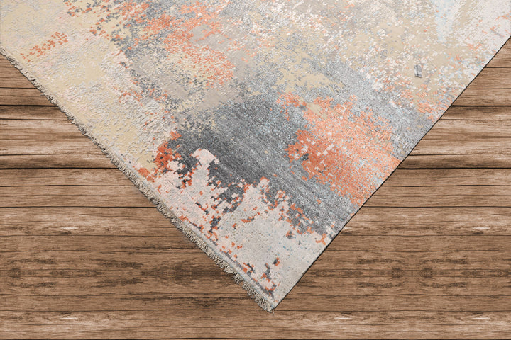 Hand Knotted Sherpa Wool & Silk Oriental Area Rug Beige 9x12