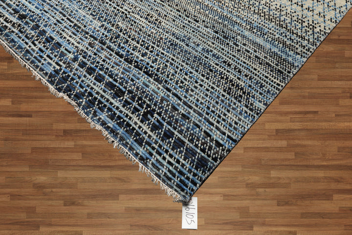 Celeste Rugs 8x10 Hand Knotted Grass 100% Wool Oriental Area Rug Blue & Aqua Modern Contemporary Design