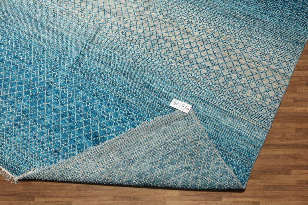 Celeste Rugs 9x12 Grass Hand Knotted 100% Wool Oriental Area Rug Aqua & Beige Modern Contemporary Style