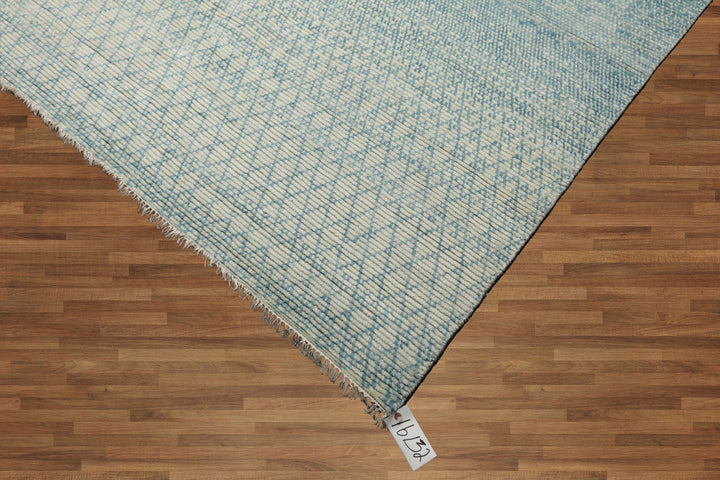 Celeste Rugs 9x12 Hand Knotted Grass Oriental Area Rug 100% Wool Aqua & Beige Contemporary Modern Design
