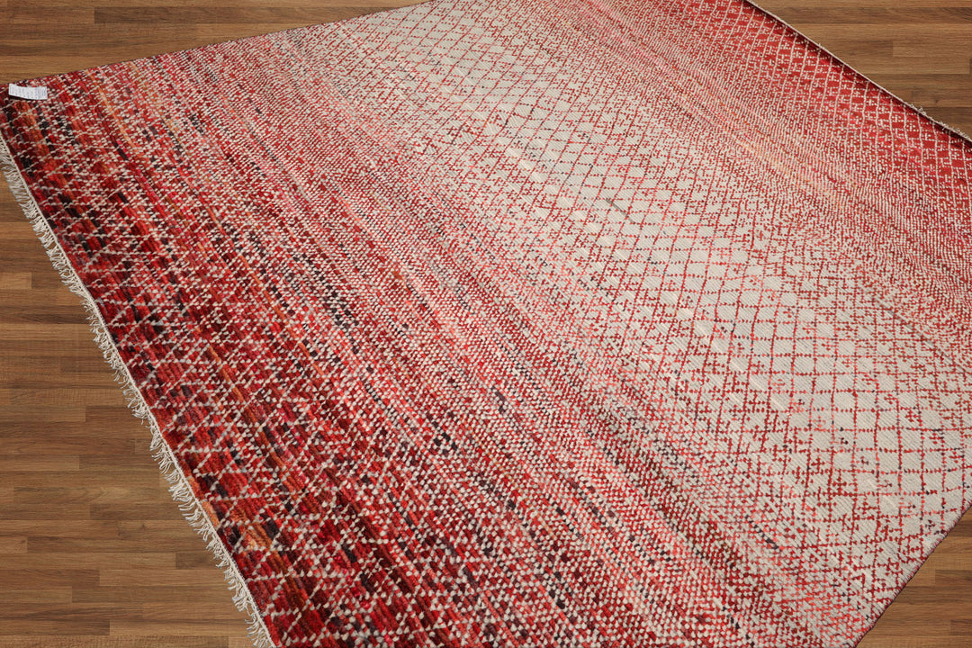 Celeste Rugs 8x10 Grass Hand Knotted 100% Wool Oriental Area Rug Beige & Red Traditional Design
