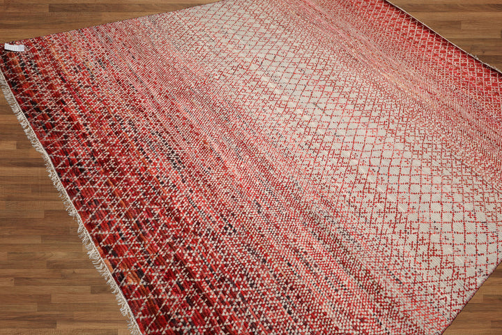 Celeste Rugs 8x10 Grass Hand Knotted 100% Wool Oriental Area Rug Beige & Red Traditional Design