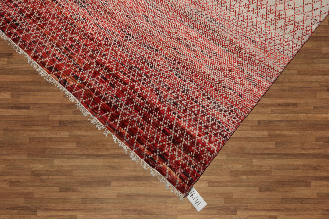 Celeste Rugs 8x10 Grass Hand Knotted 100% Wool Oriental Area Rug Beige & Red Traditional Design