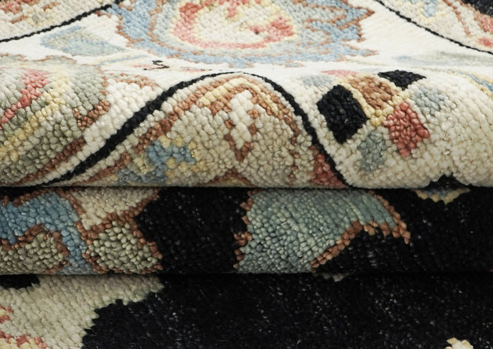 9x12 Black, Ivory, Rust Color Hand Knotted Oushak Wool  Oriental Rug