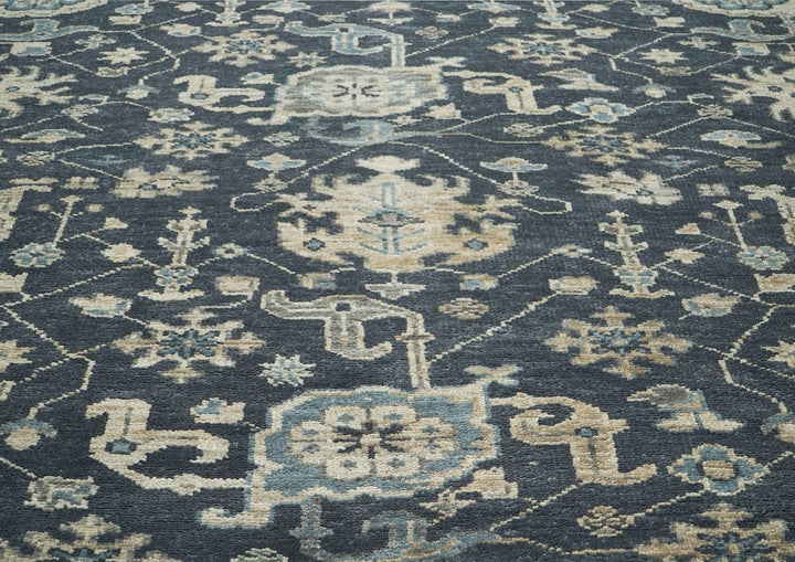 9x12 Gray, Beige, Moss Color Hand Knotted Oushak Wool Arts and Crafts Oriental Rug