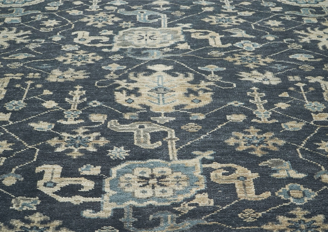 9x12 Gray, Beige, Moss Color Hand Knotted Oushak Wool  Oriental Rug
