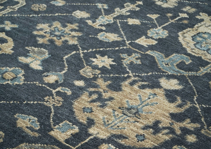 9x12 Gray, Beige, Moss Color Hand Knotted Oushak Wool  Oriental Rug