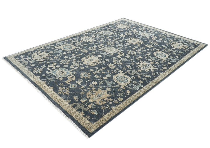 9x12 Gray, Beige, Moss Color Hand Knotted Oushak Wool Arts and Crafts Oriental Rug
