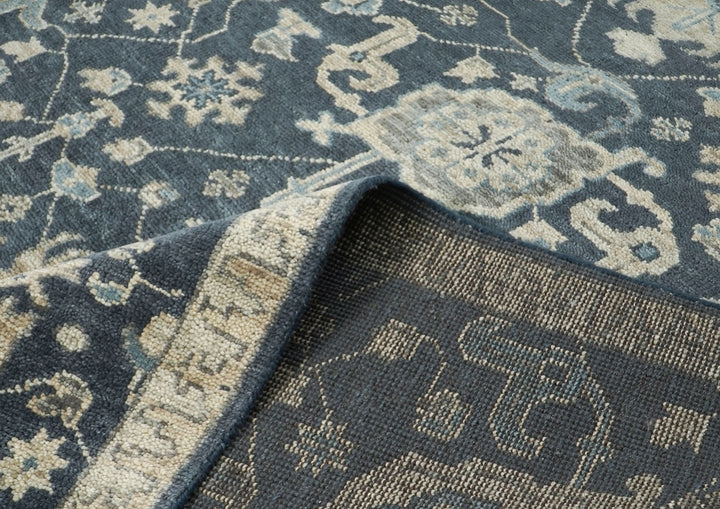 9x12 Gray, Beige, Moss Color Hand Knotted Oushak Wool Arts and Crafts Oriental Rug