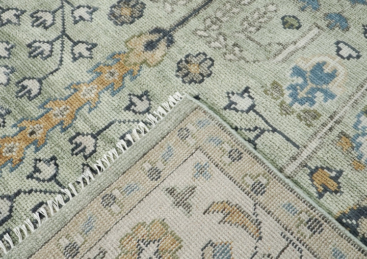 10x14 Mint, Ivory, Blue Color Hand Knotted Oushak Wool Transitional Oriental Rug