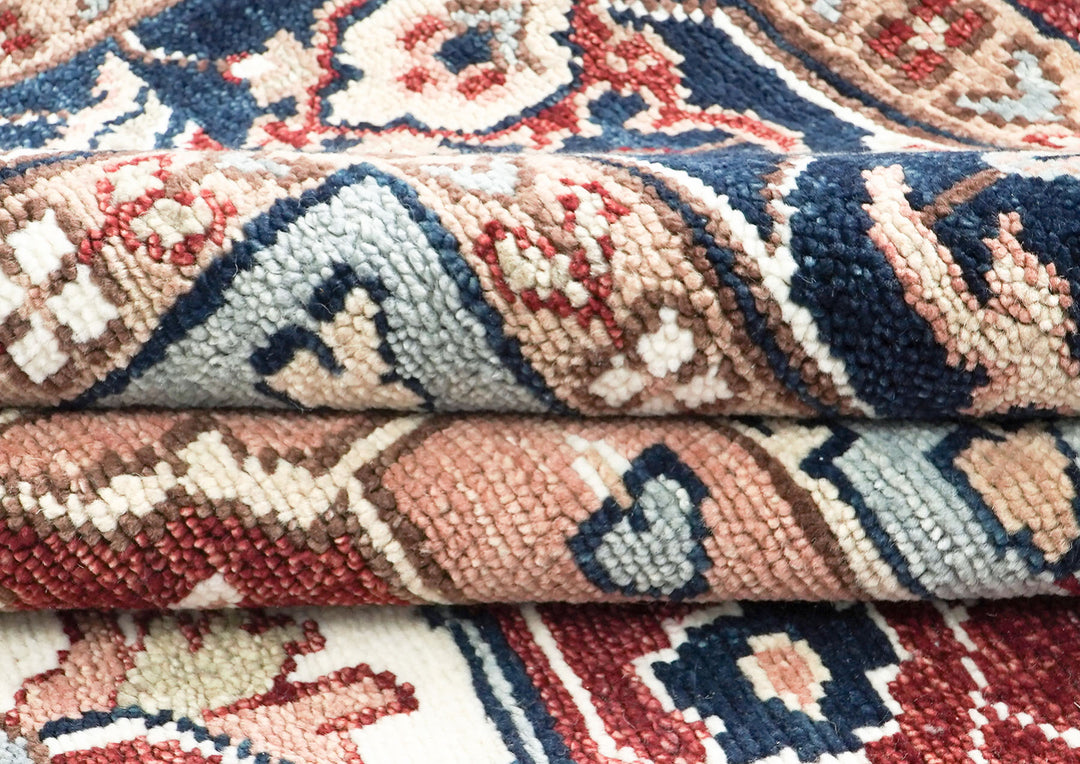 9x12 Rust, Ivory, Blue Color Hand Knotted Oushak Wool  Oriental Rug