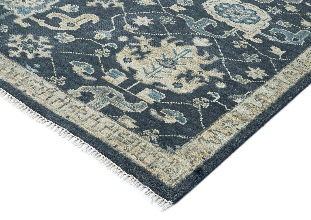 9x12 Blue, Slate, Beige Color Hand Knotted Oushak Wool Arts and Crafts Oriental Rug