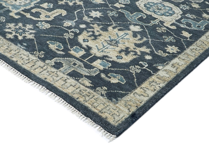 9x12 Blue, Slate, Beige Color Hand Knotted Oushak Wool Arts and Crafts Oriental Rug