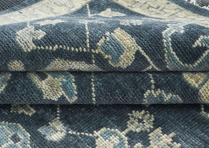 9x12 Blue, Slate, Beige Color Hand Knotted Oushak Wool  Oriental Rug