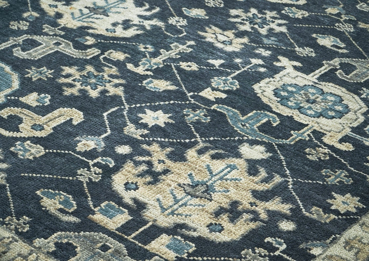 9x12 Blue, Slate, Beige Color Hand Knotted Oushak Wool Arts and Crafts Oriental Rug