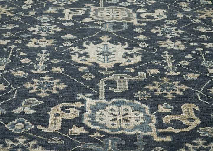 9x12 Blue, Slate, Beige Color Hand Knotted Oushak Wool  Oriental Rug