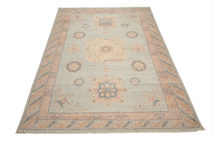 Celeste Rug 9' x 12' Pale Aqua 100% Wool Afghan Oushak Rug Hand-Knotted Traditional Oriental Design