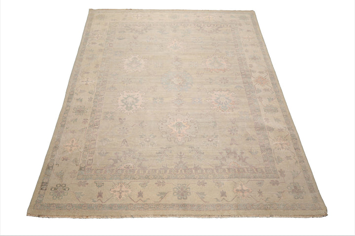 Celeste Rug 9'x12' Moss 100% Wool Afghan Oushak Rug Hand-Knotted Traditional Oriental Design