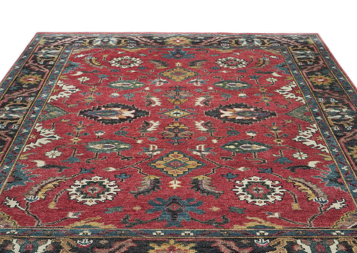 9x12 Coral, Teal, Ivory Color Hand Knotted Oushak Wool  Oriental Rug