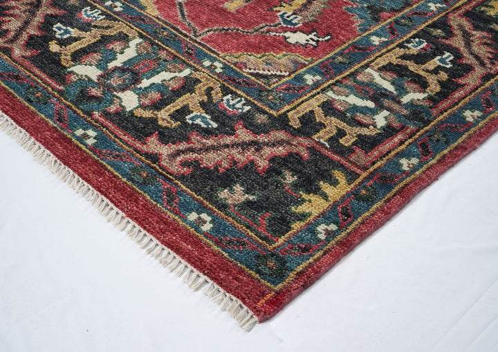 9x12 Coral, Teal, Ivory Color Hand Knotted Oushak Wool Arts and Crafts Oriental Rug