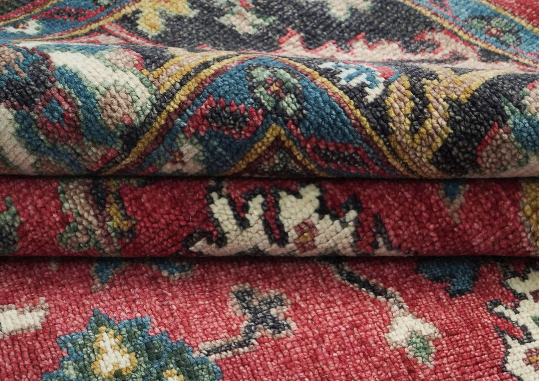 9x12 Coral, Teal, Ivory Color Hand Knotted Oushak Wool Arts and Crafts Oriental Rug