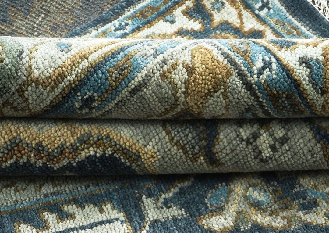 9x12 Blue, Gray, Slate Color Hand Knotted Oushak Wool  Oriental Rug