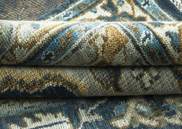 9x12 Blue, Gray, Slate Color Hand Knotted Oushak Wool  Oriental Rug