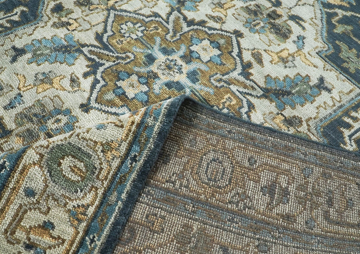9x12 Blue, Gray, Slate Color Hand Knotted Oushak Wool  Oriental Rug