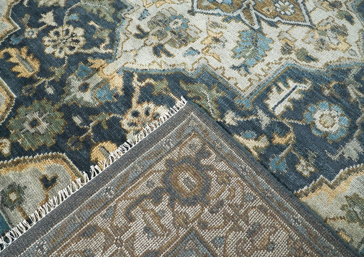 9x12 Blue, Gray, Slate Color Hand Knotted Oushak Wool  Oriental Rug