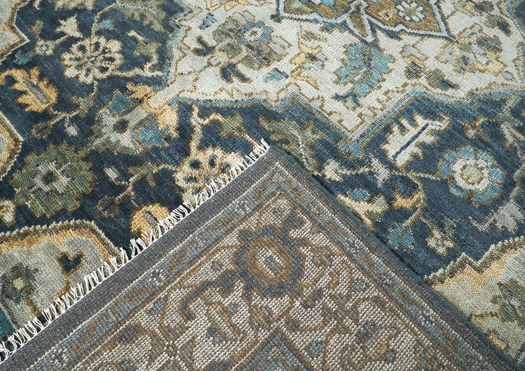 9x12 Blue, Gray, Slate Color Hand Knotted Oushak Wool  Oriental Rug
