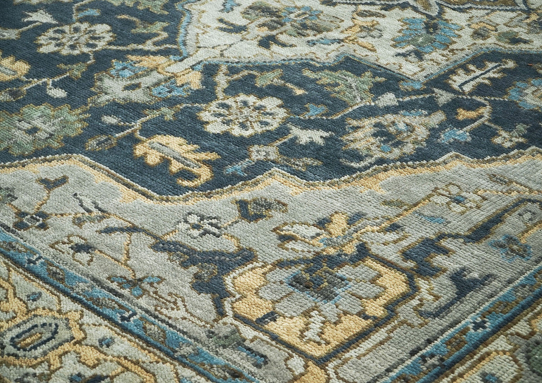 9x12 Blue, Gray, Slate Color Hand Knotted Oushak Wool  Oriental Rug