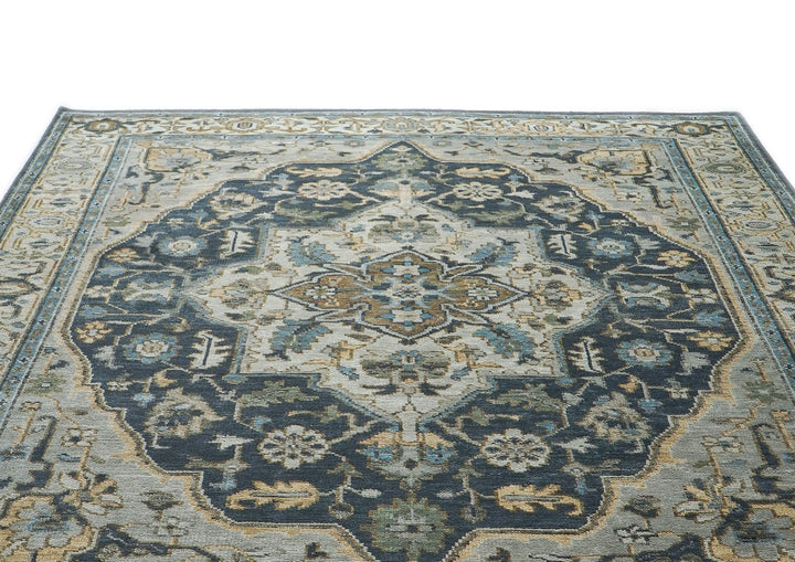9x12 Blue, Gray, Slate Color Hand Knotted Oushak Wool  Oriental Rug