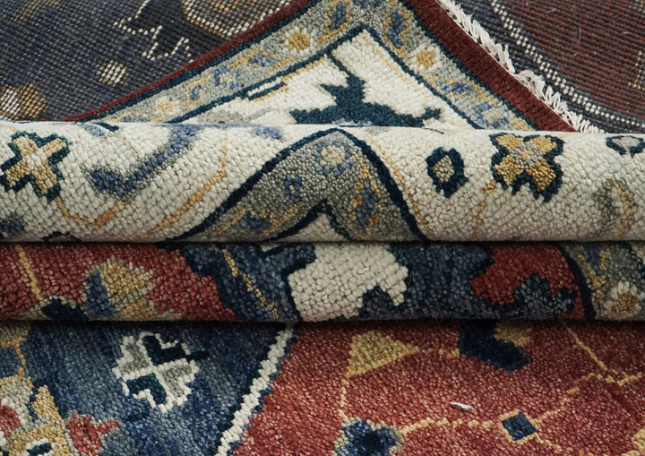 9x12 Blue, Burnt Orange, Brown Color Hand Knotted Oushak Wool Traditional Oriental Rug