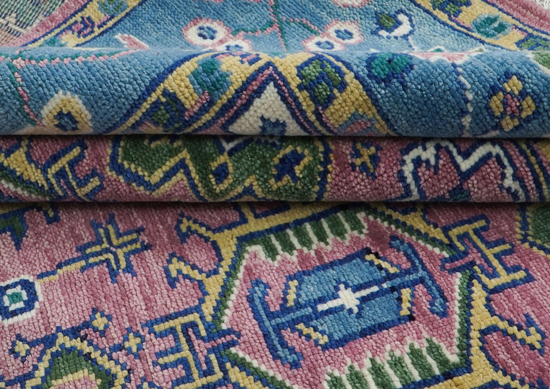 9x12 Pink, Blue, Ivory Color Hand Knotted Oushak Wool Arts and Crafts Oriental Rug