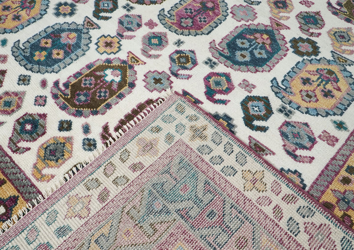 9x12 Gray, Ivory, Rose Color Hand Knotted Oushak Wool Traditional Oriental Rug