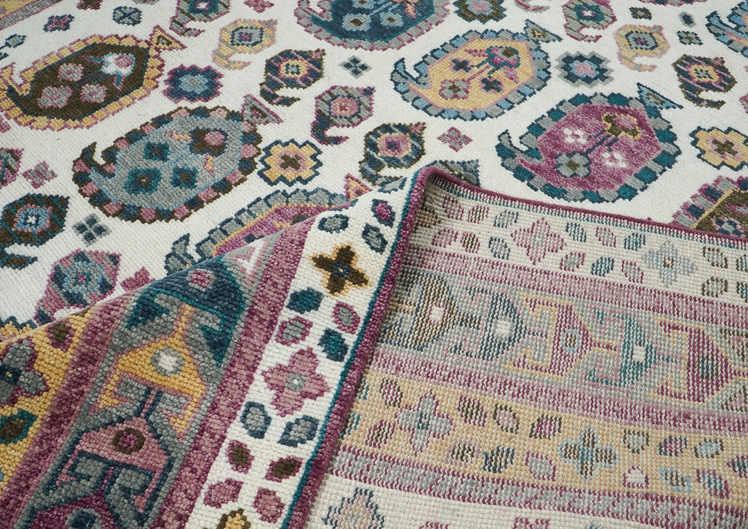 9x12 Gray, Ivory, Rose Color Hand Knotted Oushak Wool Traditional Oriental Rug