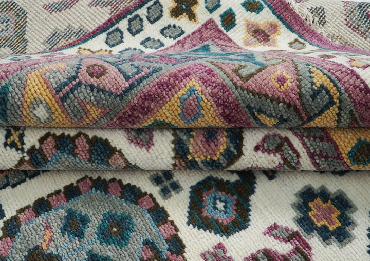 9x12 Gray, Ivory, Rose Color Hand Knotted Oushak Wool Traditional Oriental Rug