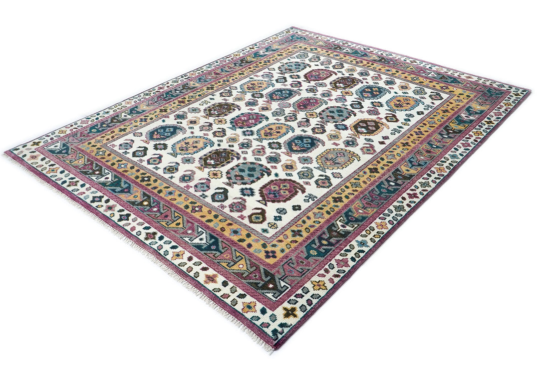 9x12 Gray, Ivory, Rose Color Hand Knotted Oushak Wool Traditional Oriental Rug
