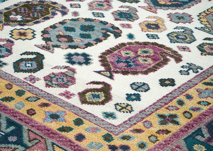 9x12 Gray, Ivory, Rose Color Hand Knotted Oushak Wool Traditional Oriental Rug