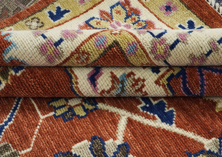 9x12 Burnt Orange, Beige, Tan Color Hand Knotted Oushak Wool  Oriental Rug
