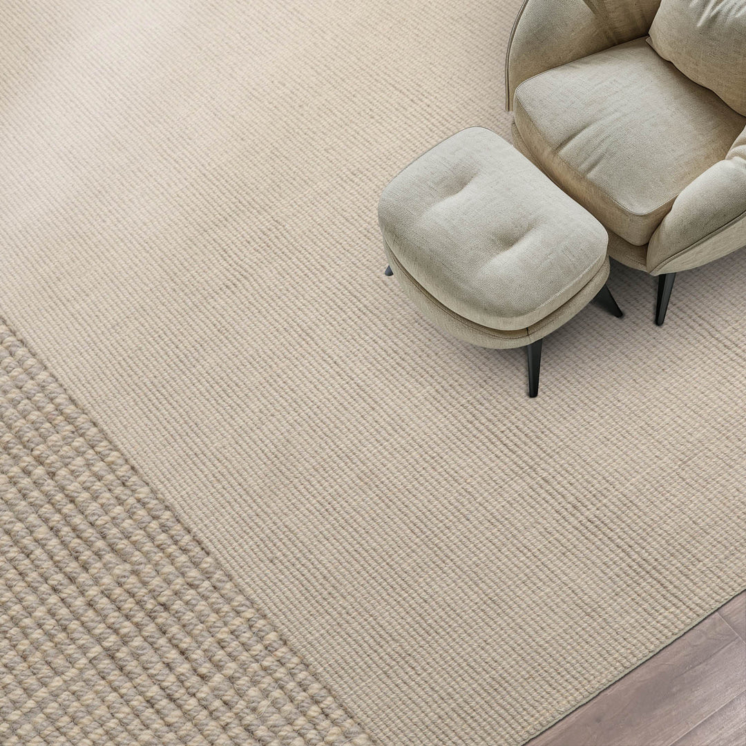 Multi Size Beige Gray Color Hand Tufted Textured New Zealand Wool Contemporary Oriental Rug