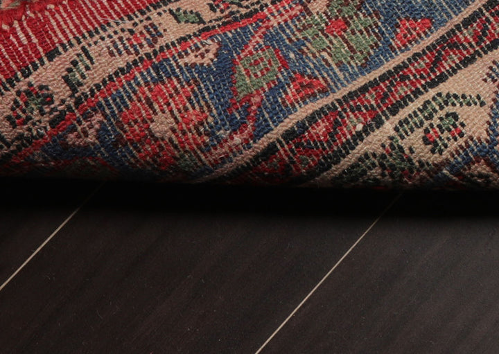 9x13 Red, Indigo, Ivory Color Hand Knotted Kashan Wool Traditional Oriental Rug